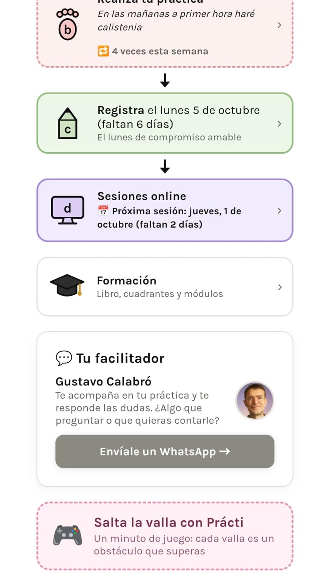 Pantalla de la app